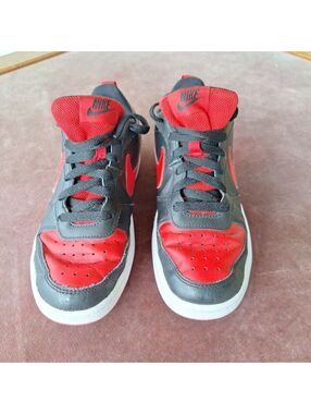 Nike Court Borough Low 2 GS BQ5448-007 Black Red Bred Youth Size 6Y Womens 7.5